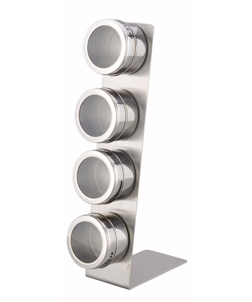 10008 stainless steel spice jar pack of 4 with stand