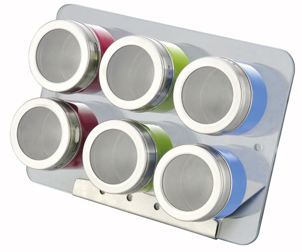 10012 color painting magnetic spice rack pack of 6 with glass rack