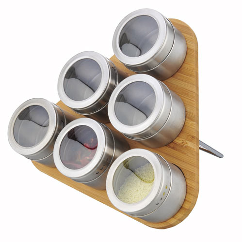 10019 magnetic spick jar pack of 6 with triangle bamboo rack