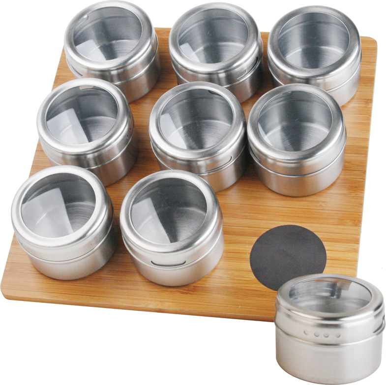 10020 magnetic spick jar pack of 9 with bamboo rack