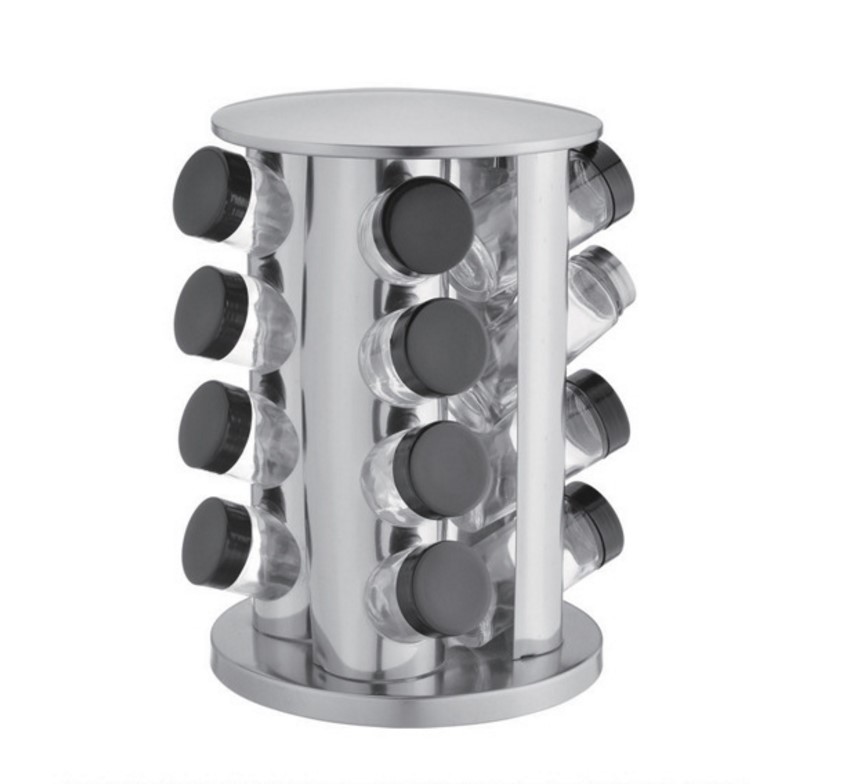 10021 16 bottles spice jar with revolving stand