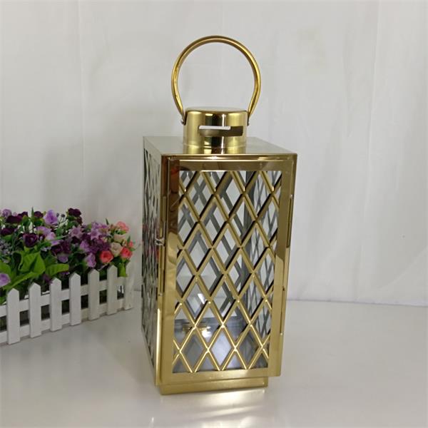 27024 golden painting stainless steel cross bars lantern