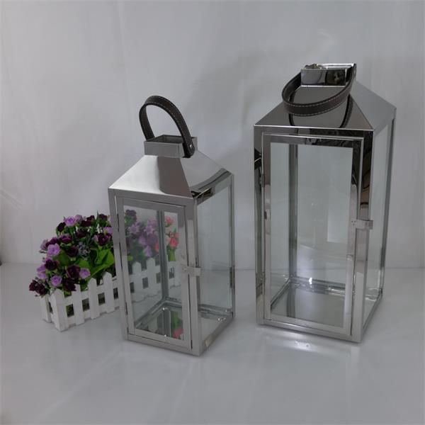 27028 stainless steel lantern with leather handle