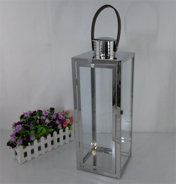 27031 stainless steel lantern with leather handle