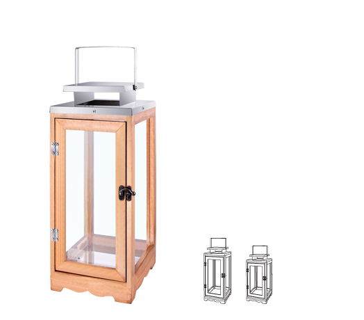 27036 stainless steel top wooden body lantern