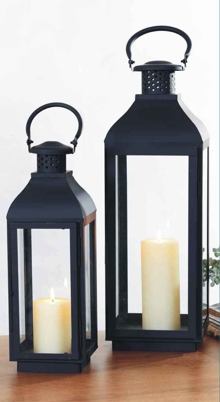 27038 metal black coating glass lantern
