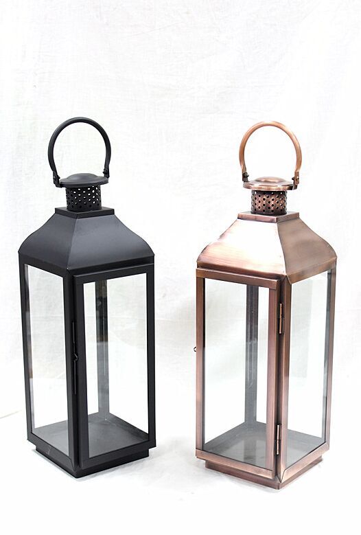27039 metal black coating glass lantern