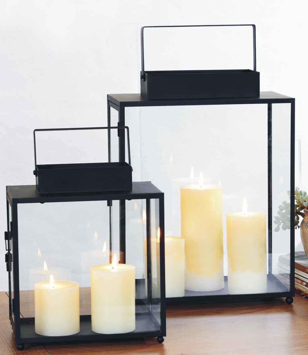 27040 metal black coating modern design glass lantern