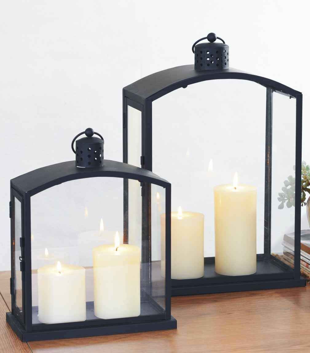 27041 metal black coating glass lantern