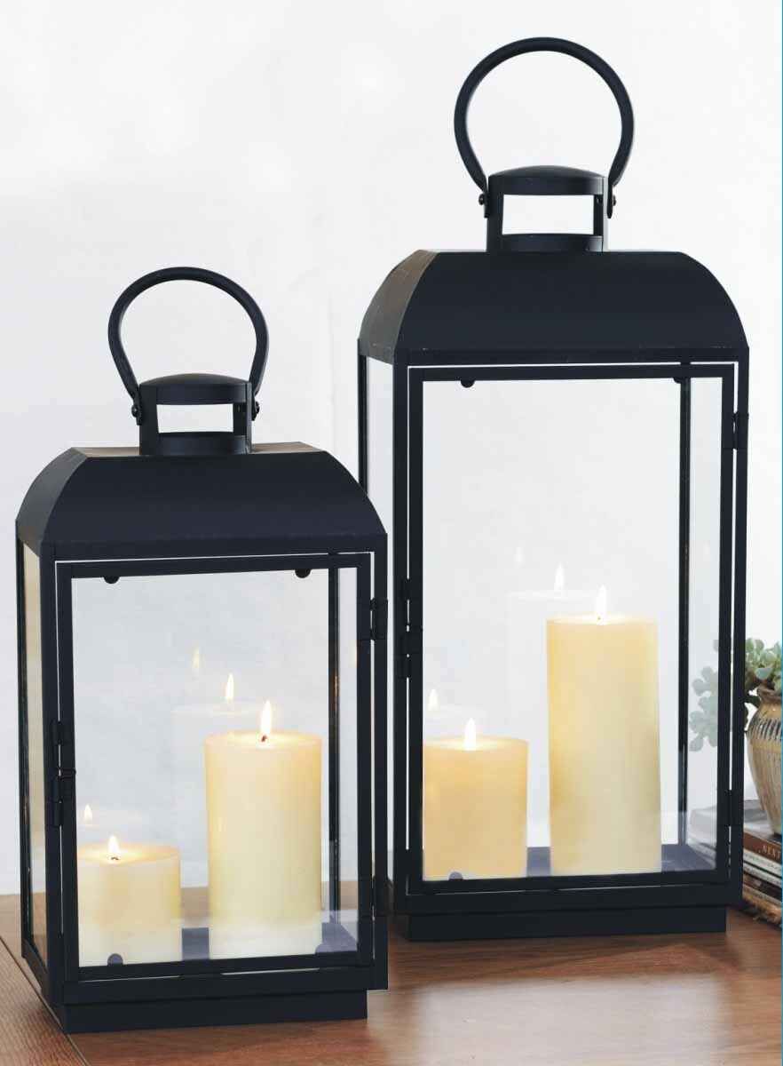 27042 metal black coating glass lantern