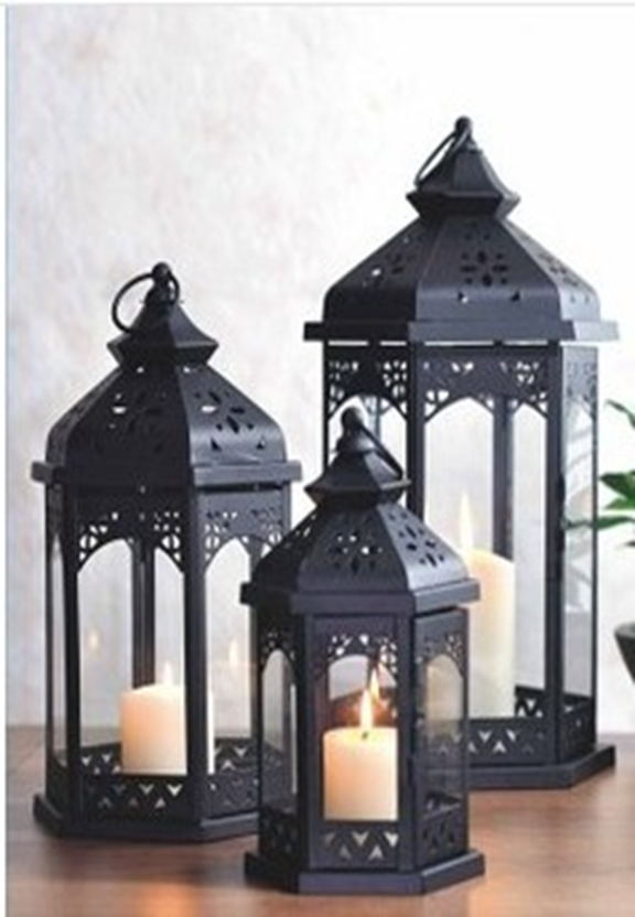 27045 Morocco glass lantern black coating