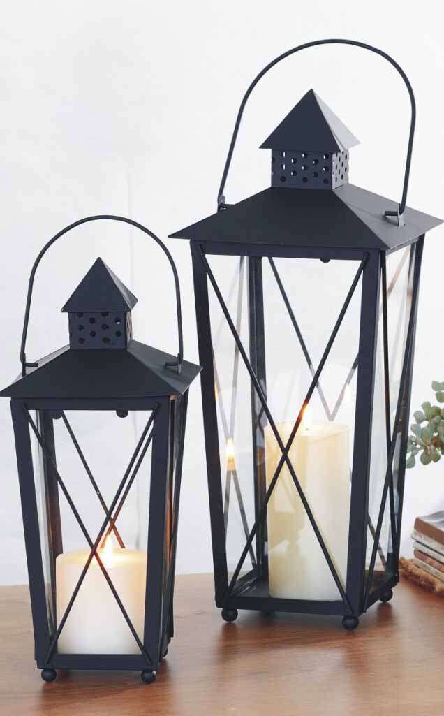 27046 metal black coating hurricane lantern