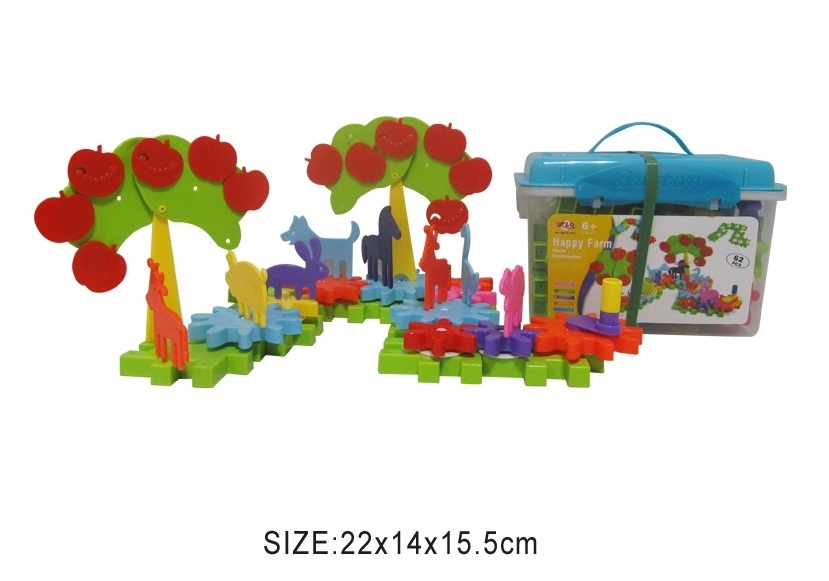 35074 happy farm gears combination 62pcs with plastic box