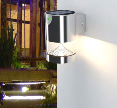 28009 stainless steel solar powered LED wall light