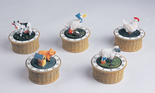 10204 mechanical 60-minute kitchen timer resin farm animal
