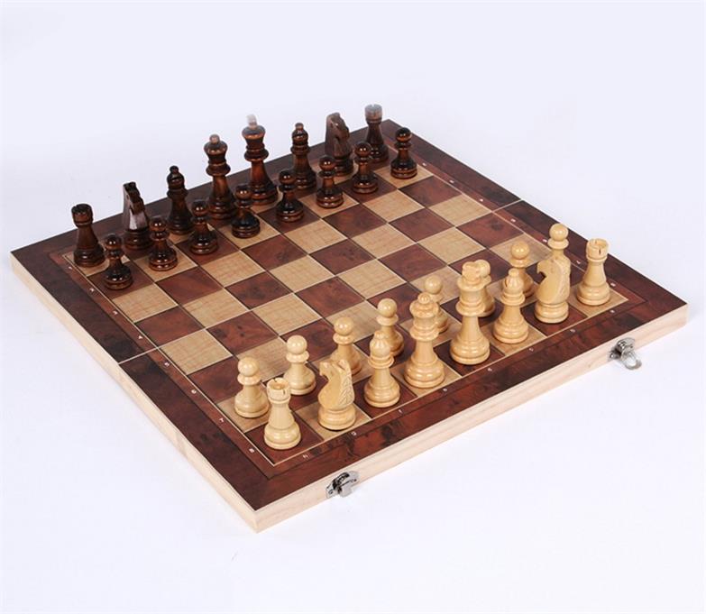 34002 wood chess backgammon checkers 3 in 1 game set