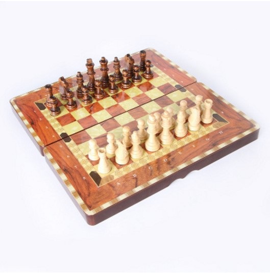 34032 wood chess checkers backgammon 3 in 1 game set