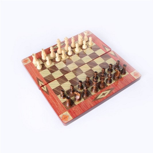 34038 wood chess checkers backgammon 3 in 1 game set