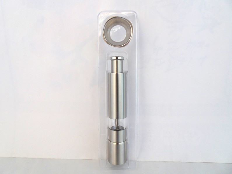 10221 spring action stainless steel pepper mill salt grinder with funnel