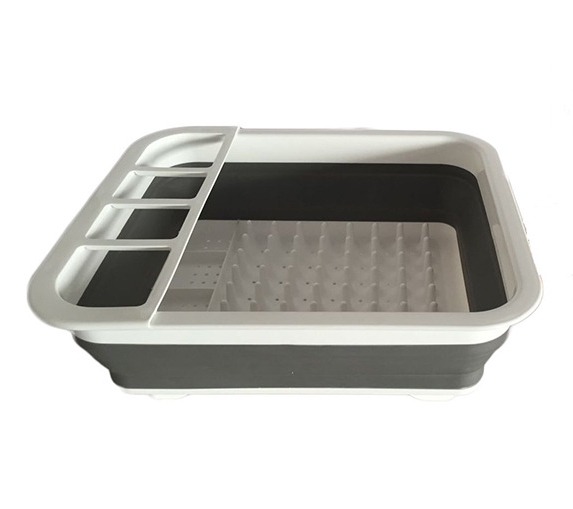 10257 Collapsible Dish Drainer with Drainer Board Foldable drying Rack Dinnerware Organizer
