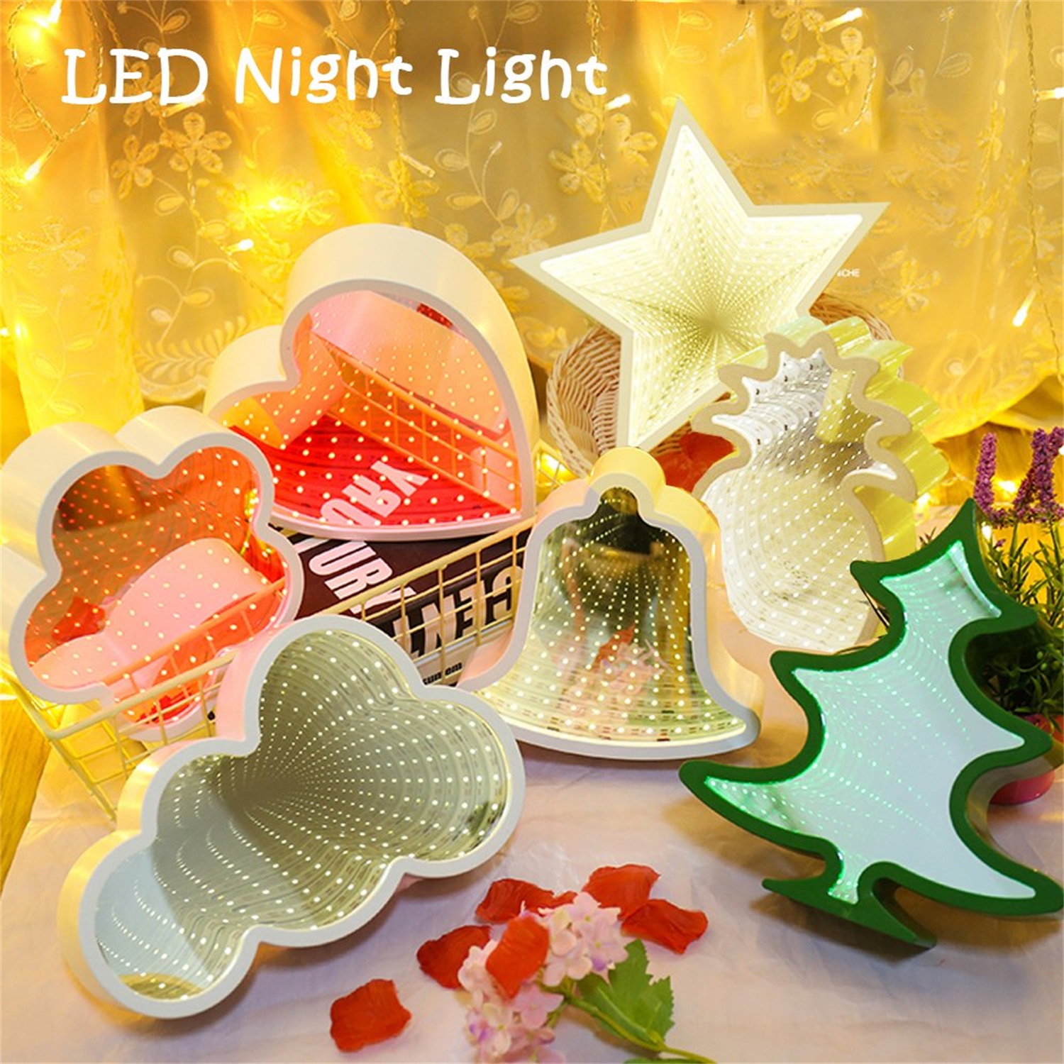 28031 TABLETOP LED CHRISTMAS TREE TUNNEL MIRROR LIGHT
