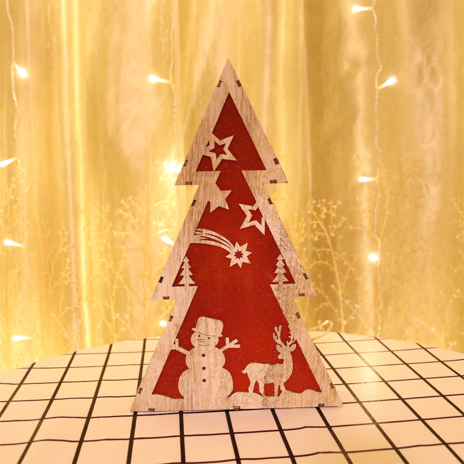 28076 LED Wooden X'mas Tree Light 