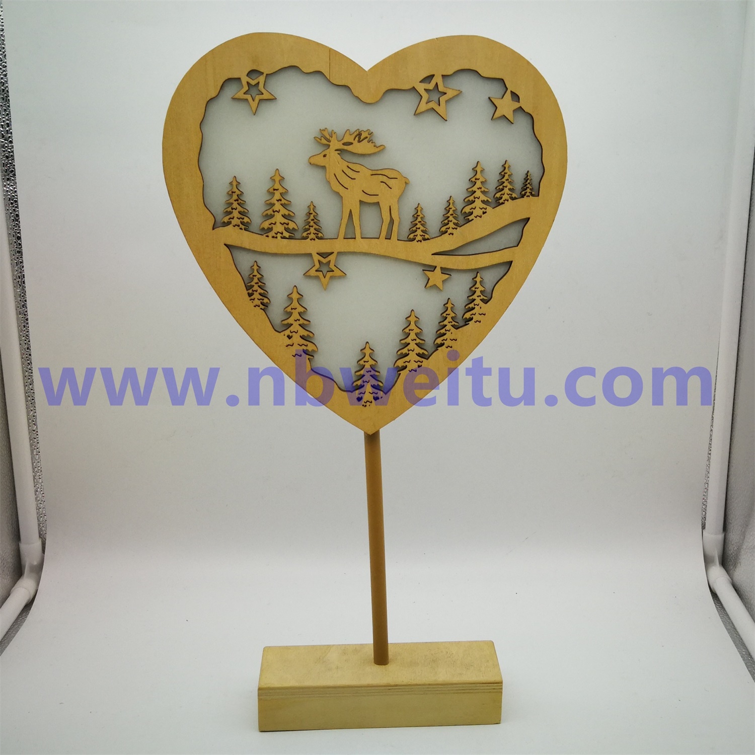 28081 LED Table Wooden X'MAS LIGHT HEART
