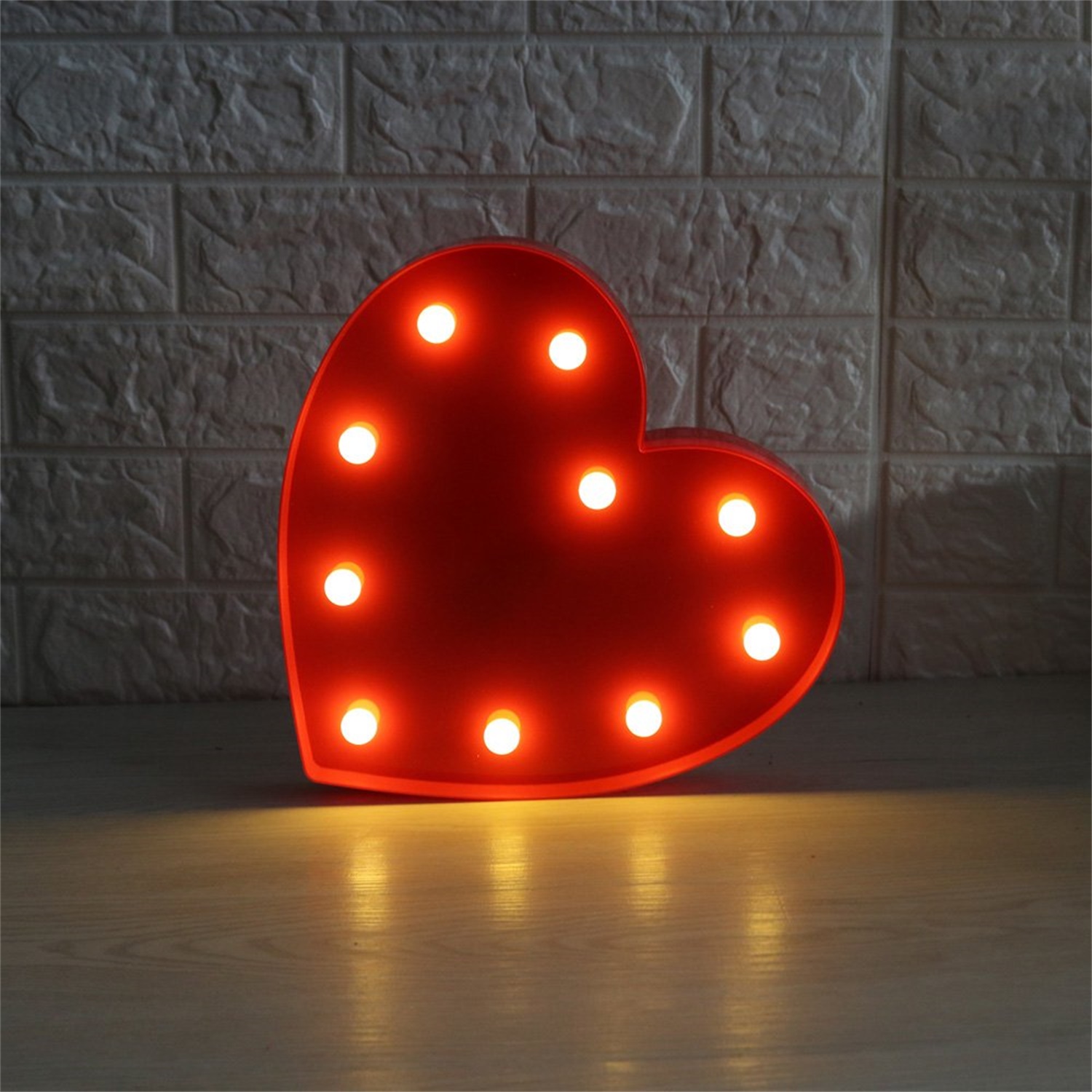 28097 Battery Operated Decorative Light Table Wall LED Heart Shape Marquee Night Light 