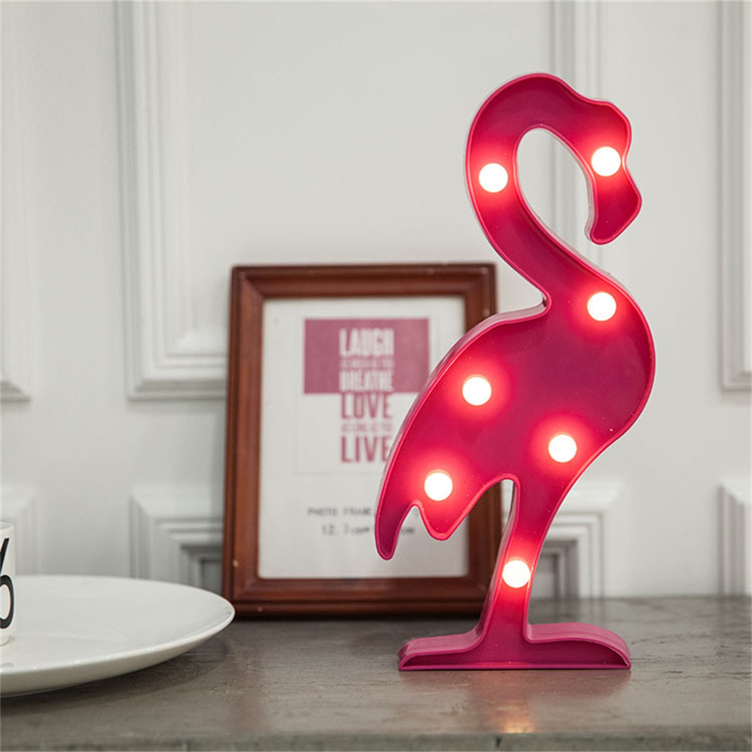 28099 Party Decoration Wall Mounted Flamingo Shape LED Marquee Light 