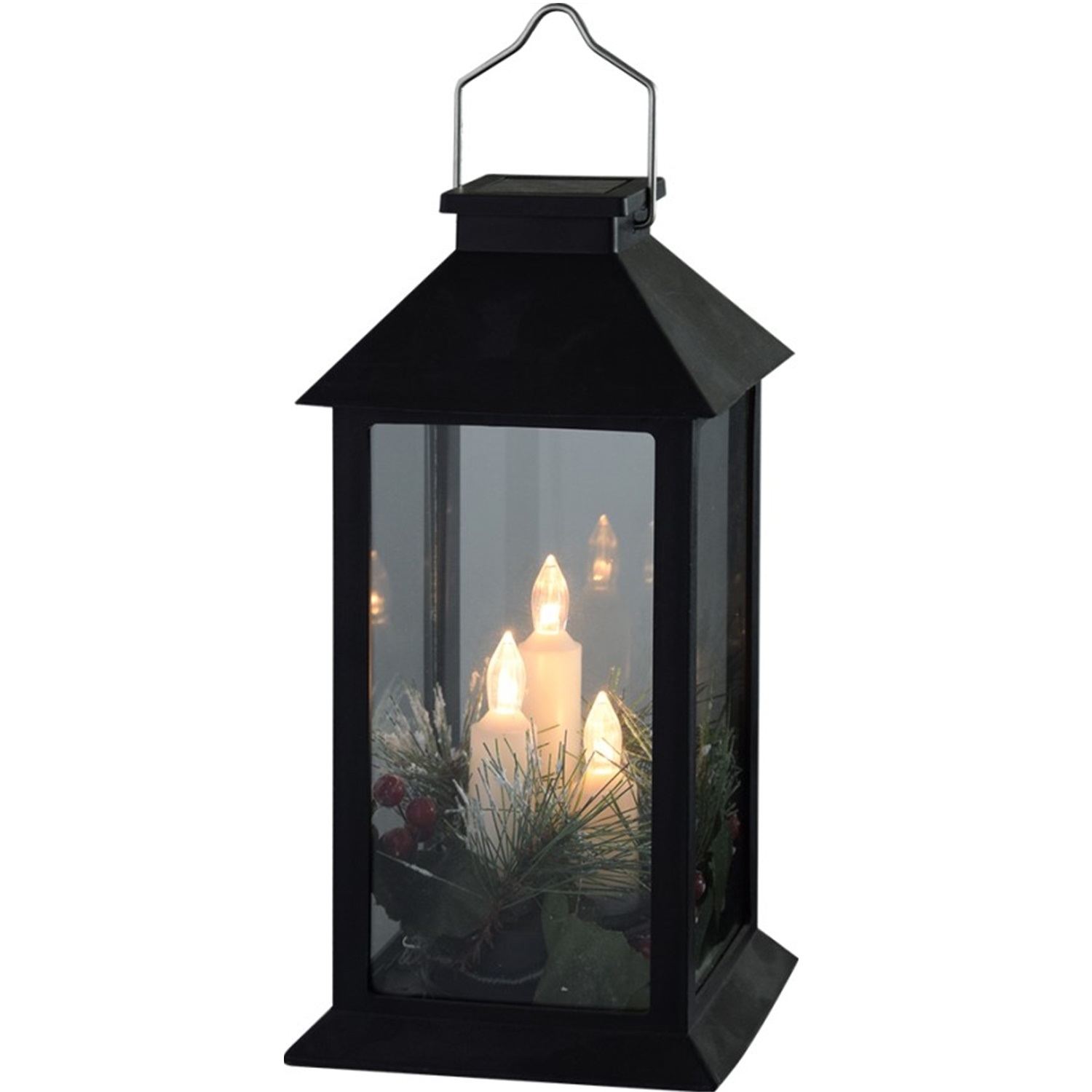 28334 Christmas Decoration Solar LED Pillar Candle Lantern 