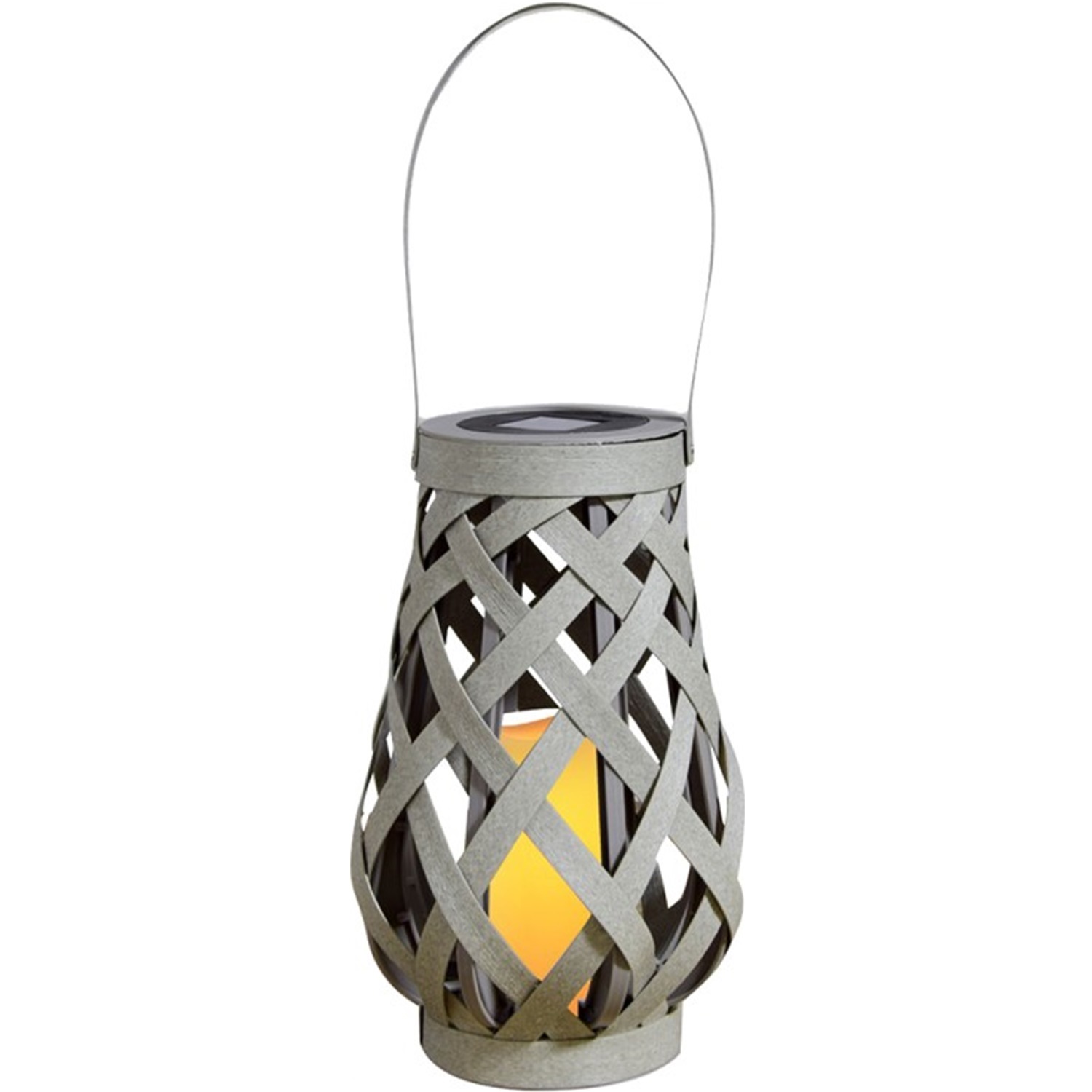 28337 Rattan Woven Imitating Solar LED Candle Lantern 