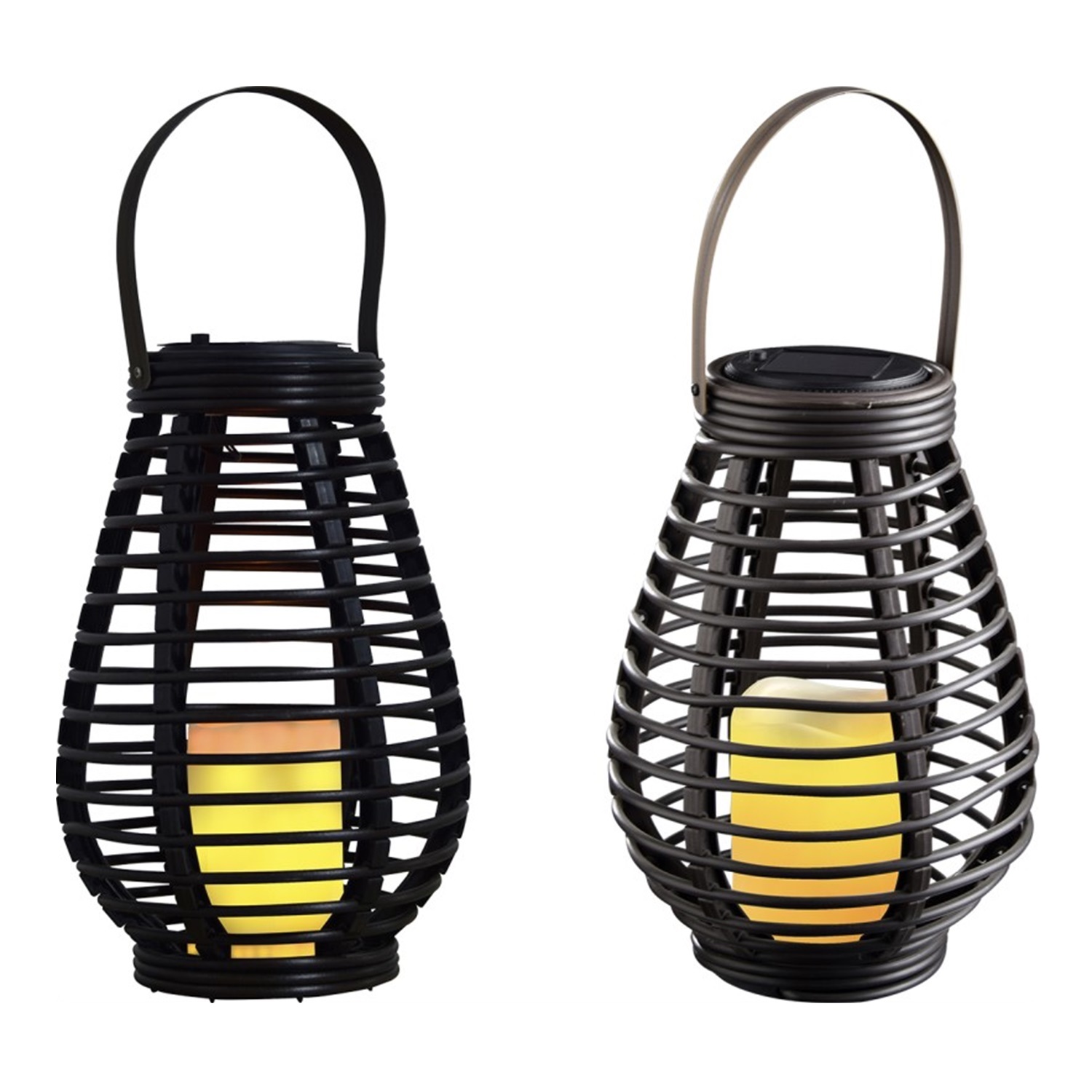 28343 Chinese Factory Vintage Plastic Solar LED Candle Lantern 