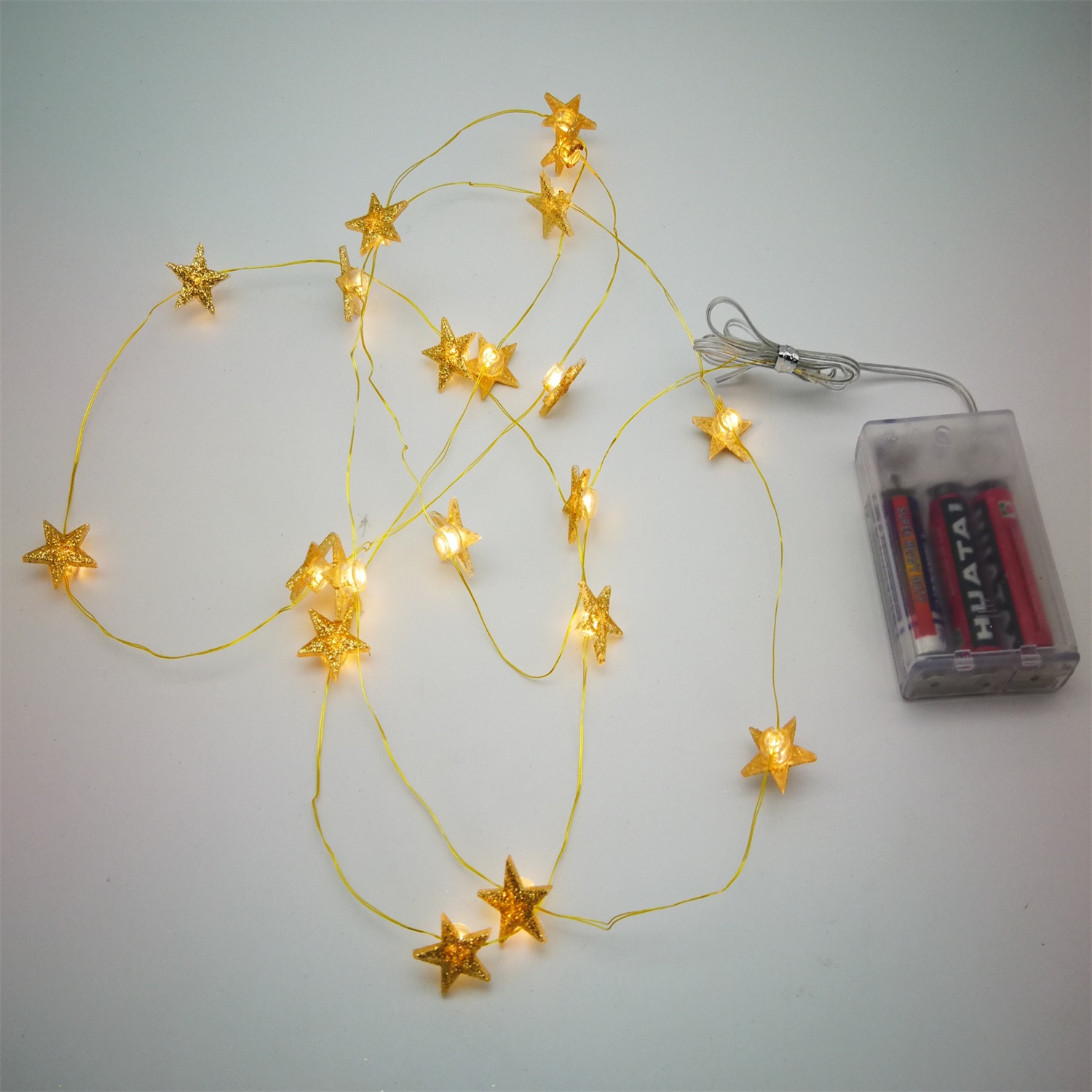 28507 Factory Price Indoor Decoration Illuminated Golden Star LED String Light 