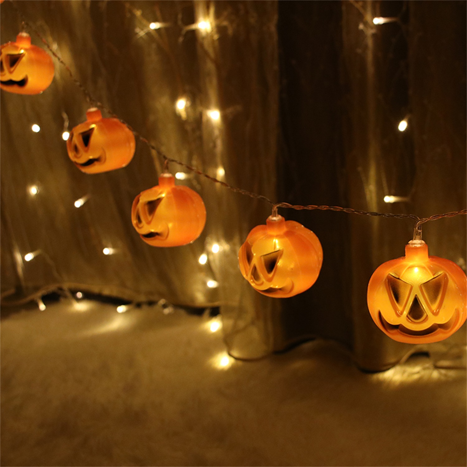 28519 Battery Operated 8 Mode Halloween Pumpkins Pendant LED String Light 