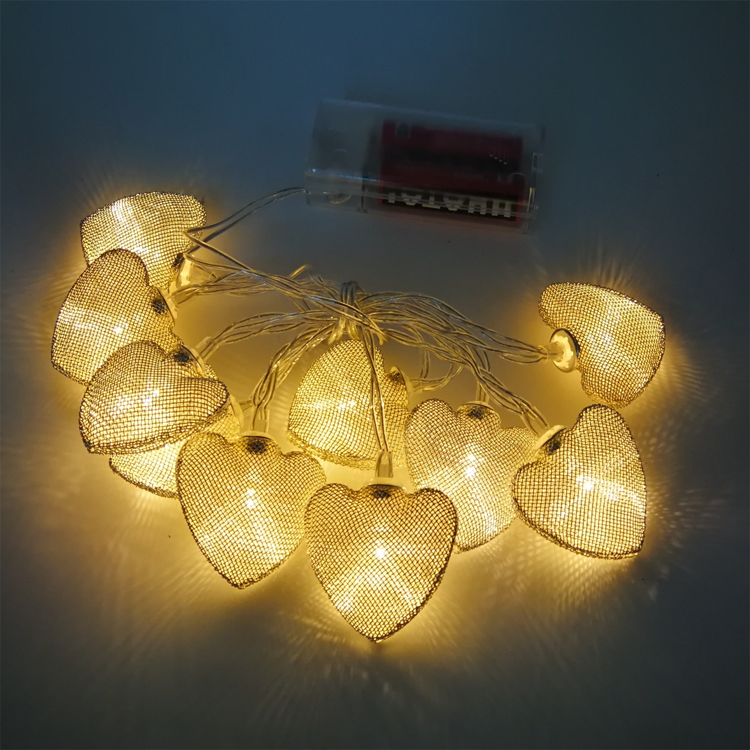 28526 Wholesale Price Party Decoration LED Mesh Heart Garland String Light 