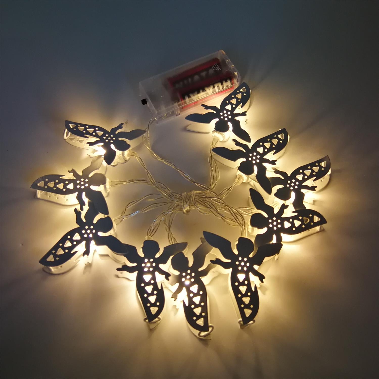 28540 Wholesale Price Christmas Decoration LED Metal Angel Garland Light String 