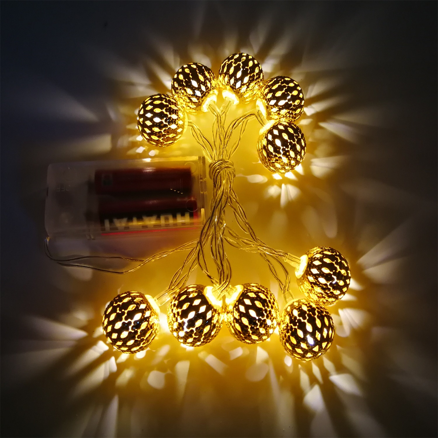 28550 Factory Wholesale Home Decoration Metal Balls LED Garland String Light 