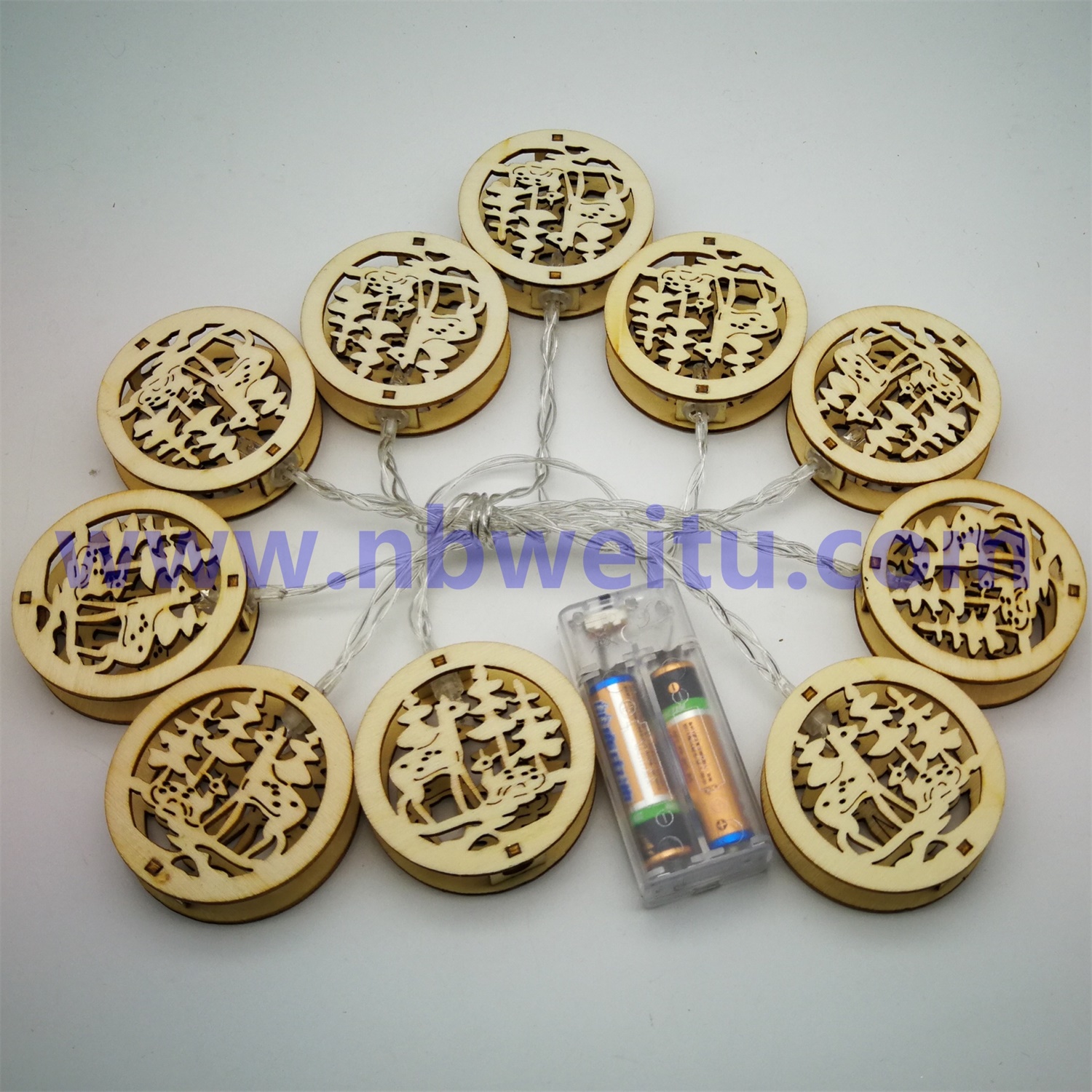 28591 Christmas Decoration LED Wooden Deer Pendant Garland String Light 