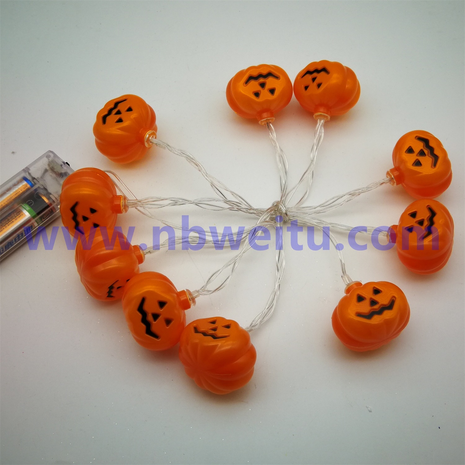 28676 Chinese Supplier 1.5m 10 LED Fabric Pumpkin Lantern String Light 