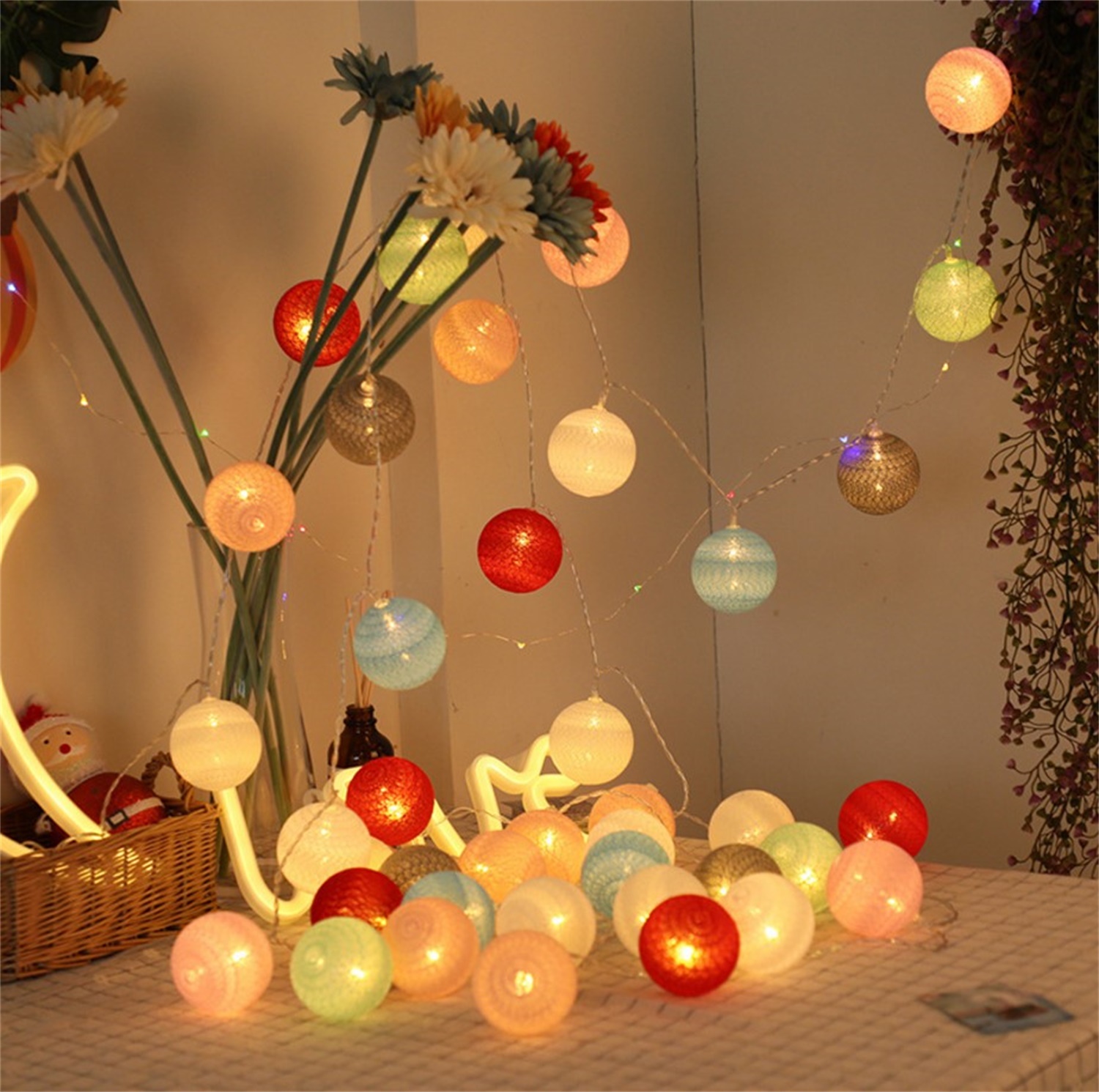 28700 China Wholesale 3W Multicolor Cotton Thread Ball LED Fairy String Light