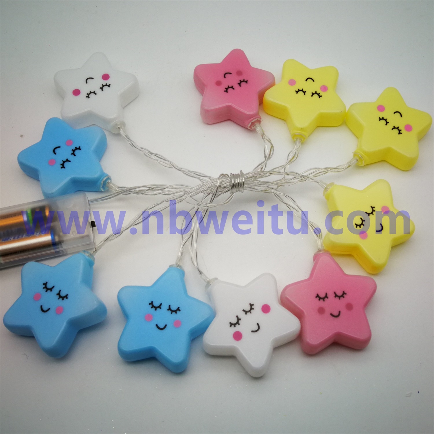 28702 Chinese Supplier IP44 Children Party Decoration LED Lovely Vinyl Star Garland String Light 