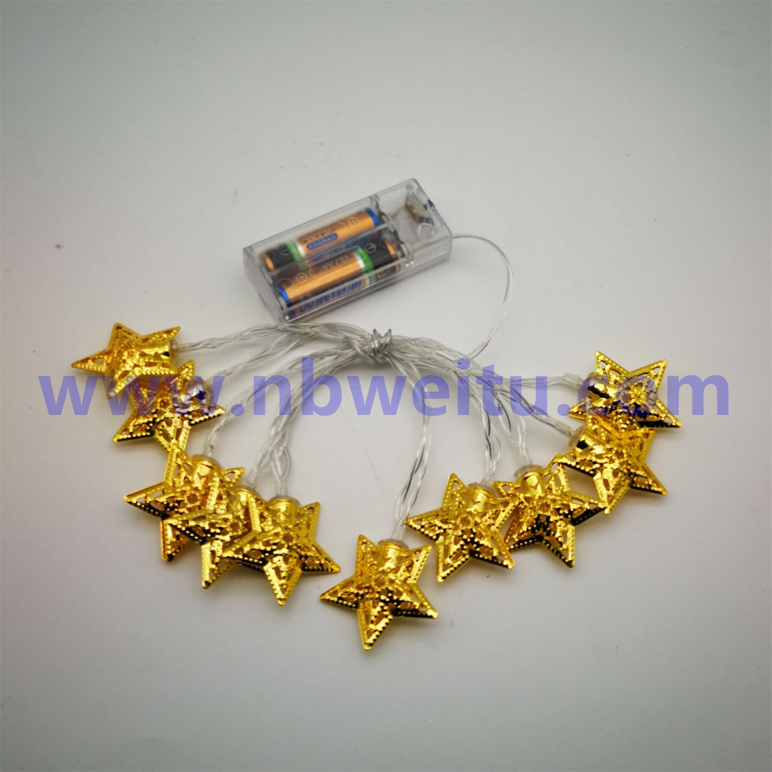 28745 China Wholesale IP44 Battery Operated Golden Metal Star Pendant String Light 3W