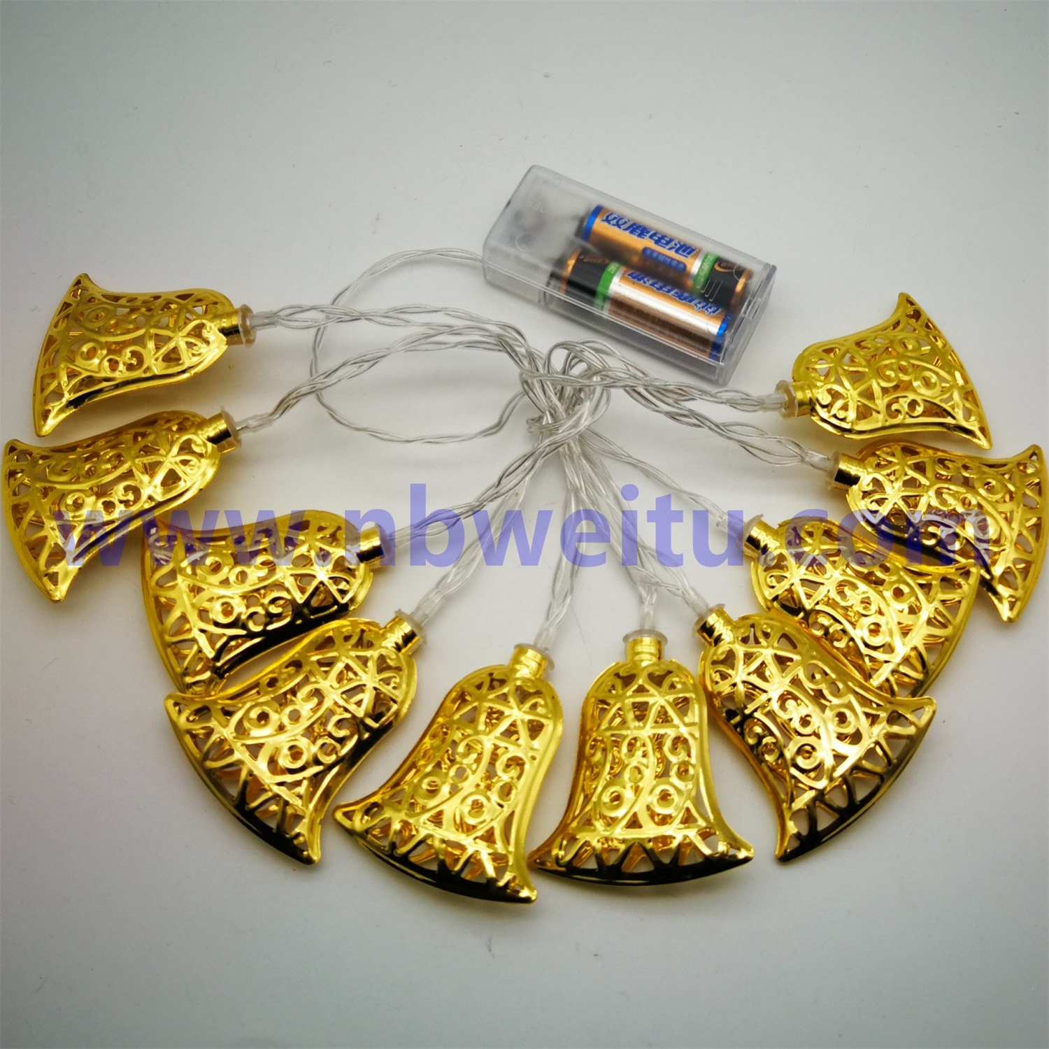 28769 Home Decoration 3W 220V Golden Metal Christmas Bell Pendant LED String Light