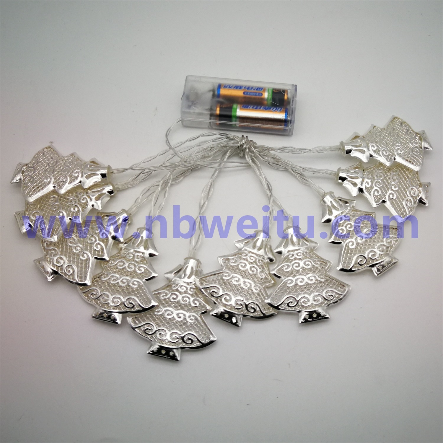 28773 110V-220V 3W Silver Plating Metal Christmas Tree Pendant LED String Light 