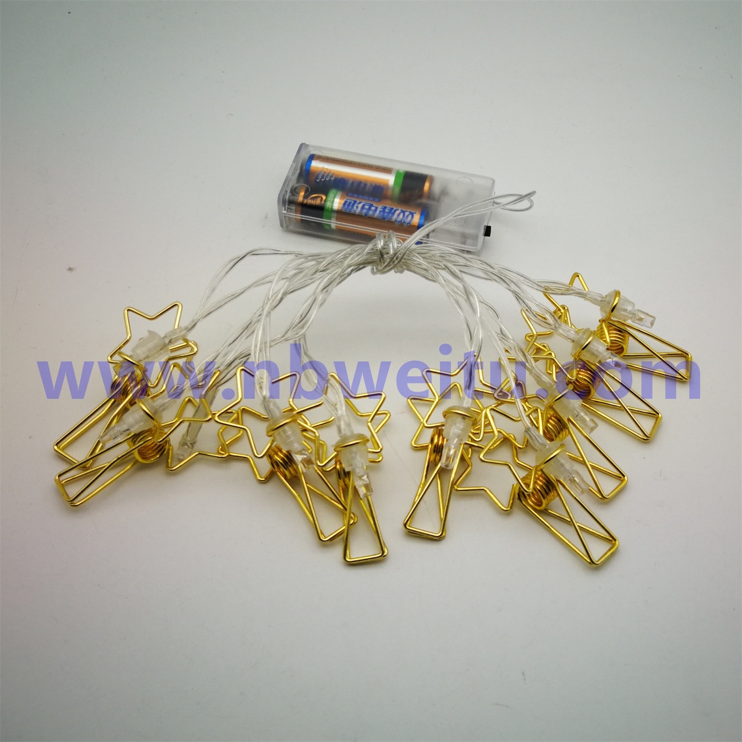 28789 Battery Operated Golden Plating Metal Photo Clip LED Fairy String Light 