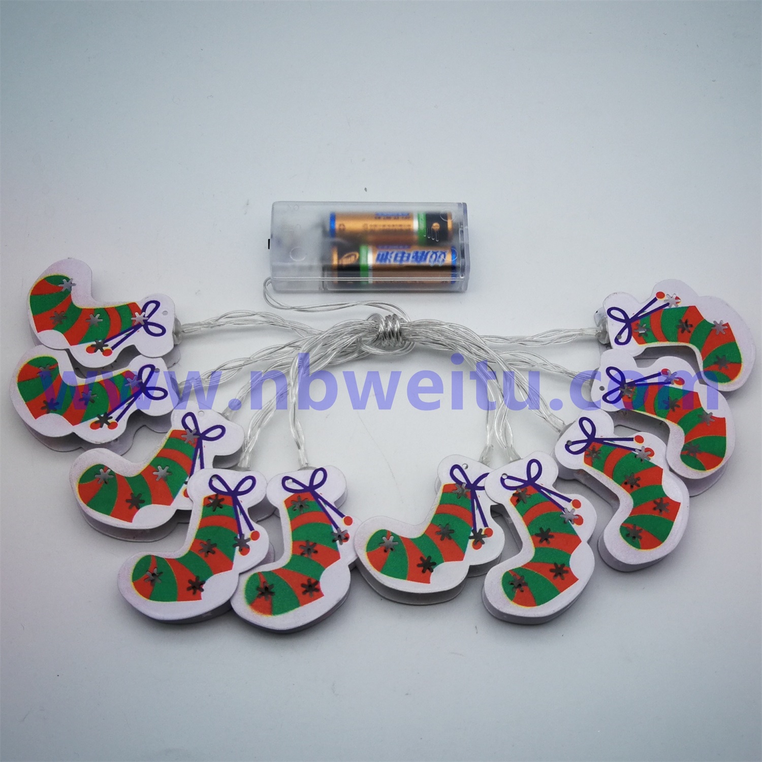 28810 Christmas Decoration Metal Stocking Pendant LED String Light