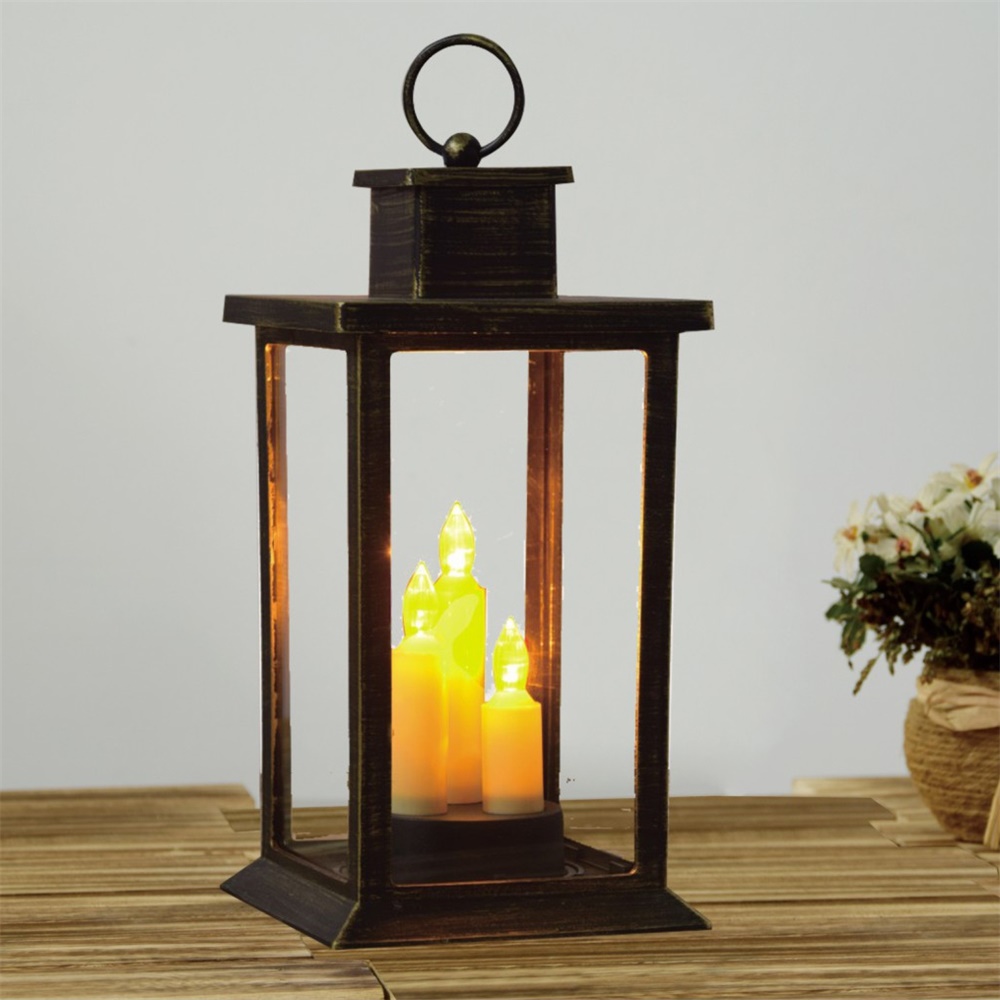 27084 Christmas Decoration Solar LED Pillar Candle Lantern 