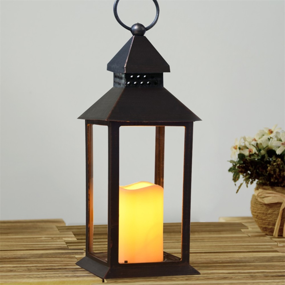 27105 Indoor Outdoor Decoration Vintage Solar LED Candle Lantern 