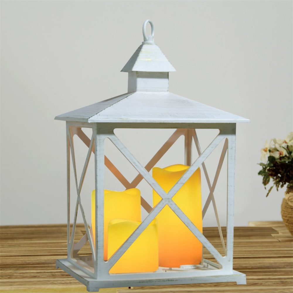 27111 Christmas Decoration Solar LED Pillar Candle Lantern 