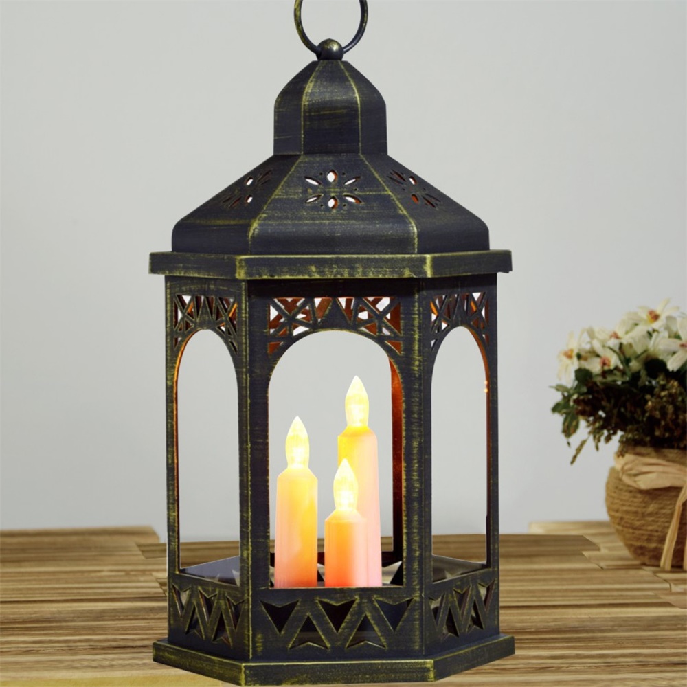 27114 Christmas Decoration Solar LED Pillar Candle Lantern 